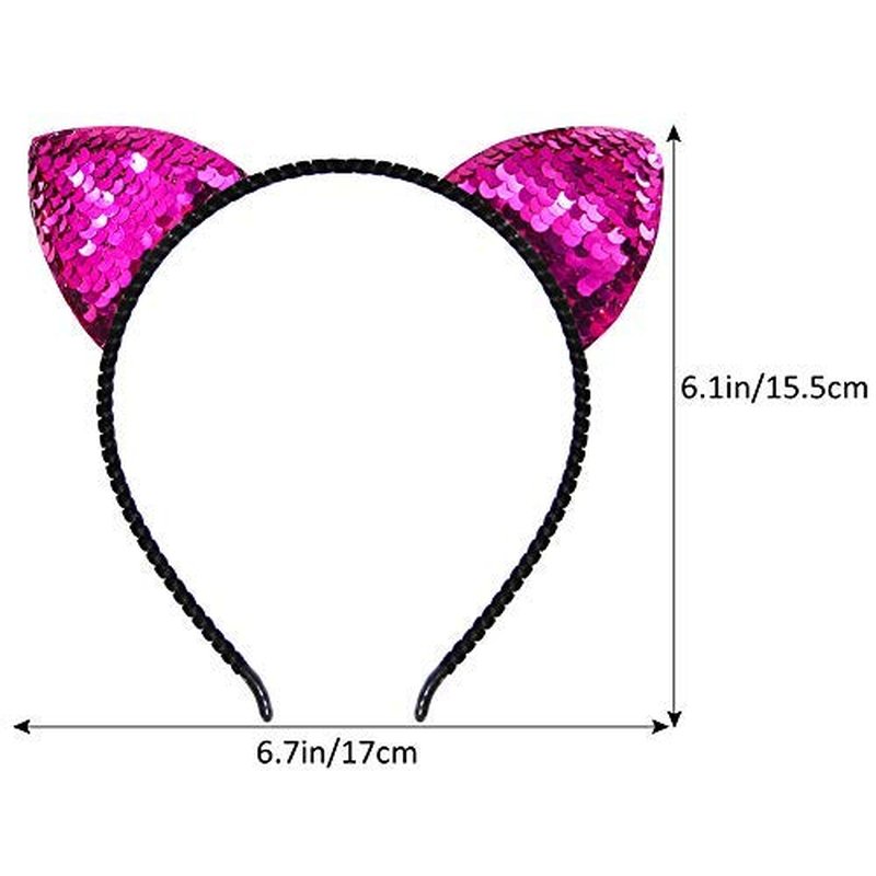 Beinou Reversible Sequin Cat Ears Headband Shiny Cat Ear Hair Hoops Cute Bling Kitty Hairband Hair Accessories for Women Girls Daily Wearing and Party Decoration