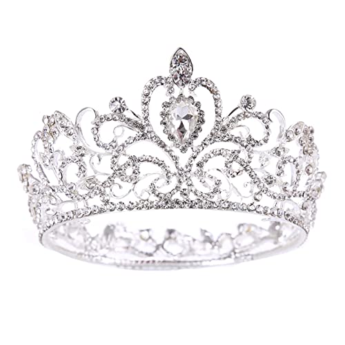 TRUSTTWO Trendy Bridal Wedding Crown Hair Accessories Silver Color Rhinestone Crystal Crown Princess Round Crown Bridal Wedding Crown The New(Gold-color)