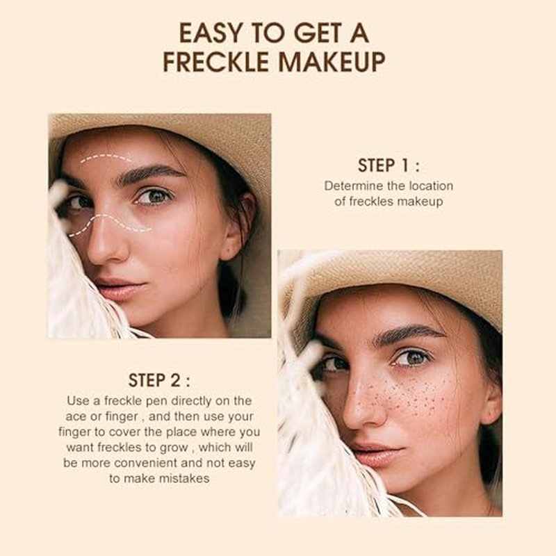 Melsintern Natural Coffee Freckle Pen，Natural Freckles Makeup Pen, Lifelike Freckle, Face Tattoo Freckle Stamp,Long Lasting Quick Dry Waterproof Freckles Makeup,Freckles FaceTattoo，Freckle Pencils