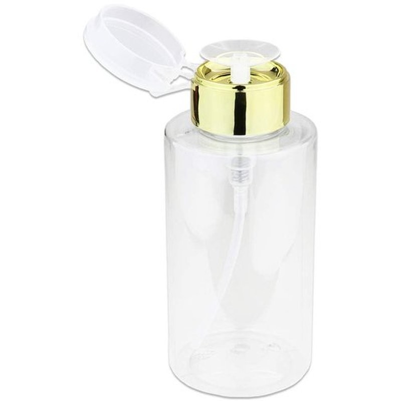 10oz Push Down Pump Dispenser Flip Top Cap Refillable Empty Bottle - Color: Gold - Lockable Travel Cosmetic Packaging Empty Bottle for Nail Polish Manicure