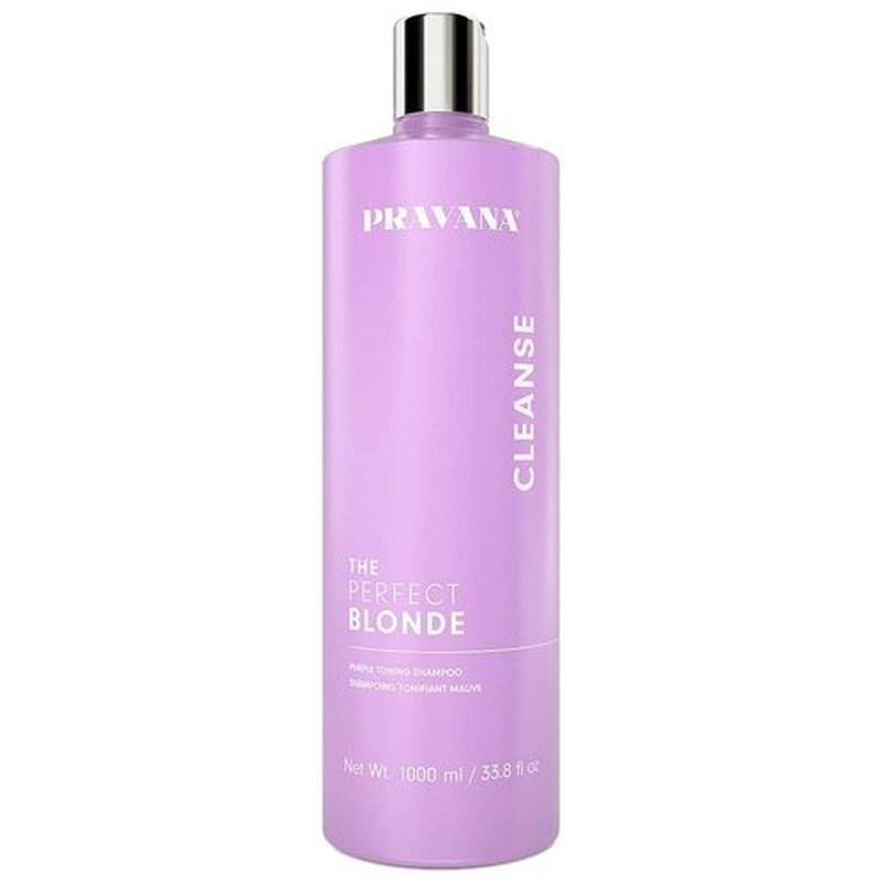 Pravana The Perfect Blonde Purple Toning Shampoo | Neutralizes Brassy, Yellow Tones | For Color-Treated Hair | Adds Strength, Shine, Elasticity | 33.8 Fl Oz