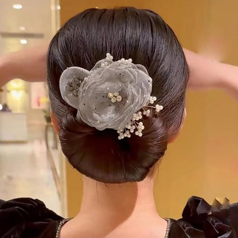 Insstyle Full Star Flower Hair Accessories, Hand Embroidered Flowers Deft Bun Hair, Character Hair Accessories,Lazy Hair Curler (A7)