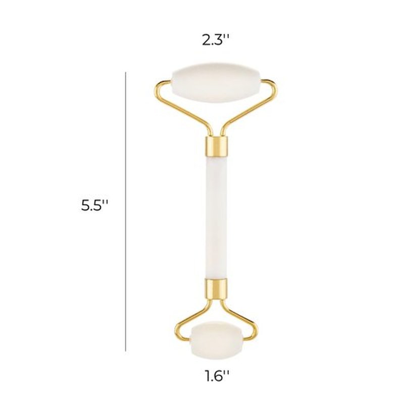 Face Roller Jade Roller for Face, Eye & Neck Skin Care, 100% Genuine Jade Stone Facial Roller Massager, Eye Roller for Puffy Eyes, Facial Rollers for Aging Skin, Facial Self Care for Women(White)