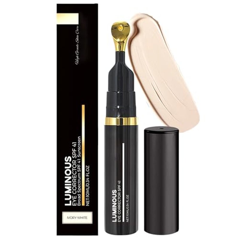 Luminous Eye Corrector SPF 41, Luminous Under Eye Corrector, Under Eye Concealers for Dark Circles, Anti-Aging Tinted Eye Cream, Hydrating Eye Serum with Peach Undertone (IVORY WHITE)