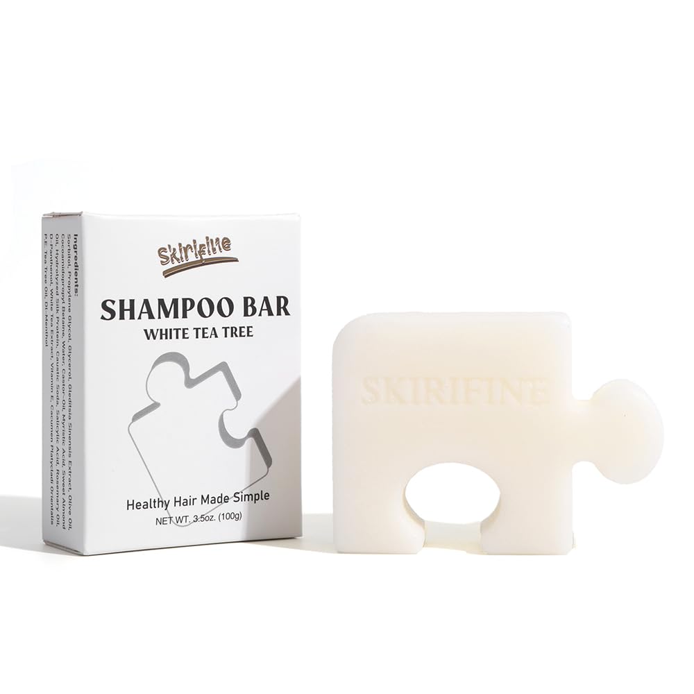 SKIRIFINE Puzzle Tea Tree Solid Shampoo Bar for Scalp Care, 3.5 oz