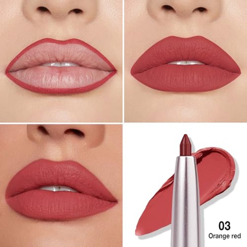 lip liner pencils, Modern Classic Lip Liner, Lip Liner Pigmented Vegan Matte, Lasting Finish Lip Liner, Luxurious Creamy Long Lasting Lip Liner, Prevents Feathering and Fading (09#Orange Red, 1)