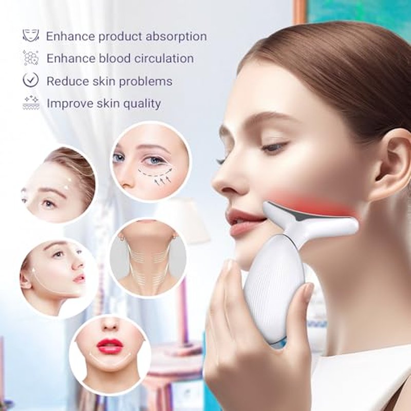 Neck Face Massager, Face Sculpting Tool, 3 Modes and Vibration for Facial Massager for Double Chin Wrinkle,Daily Home Use Black