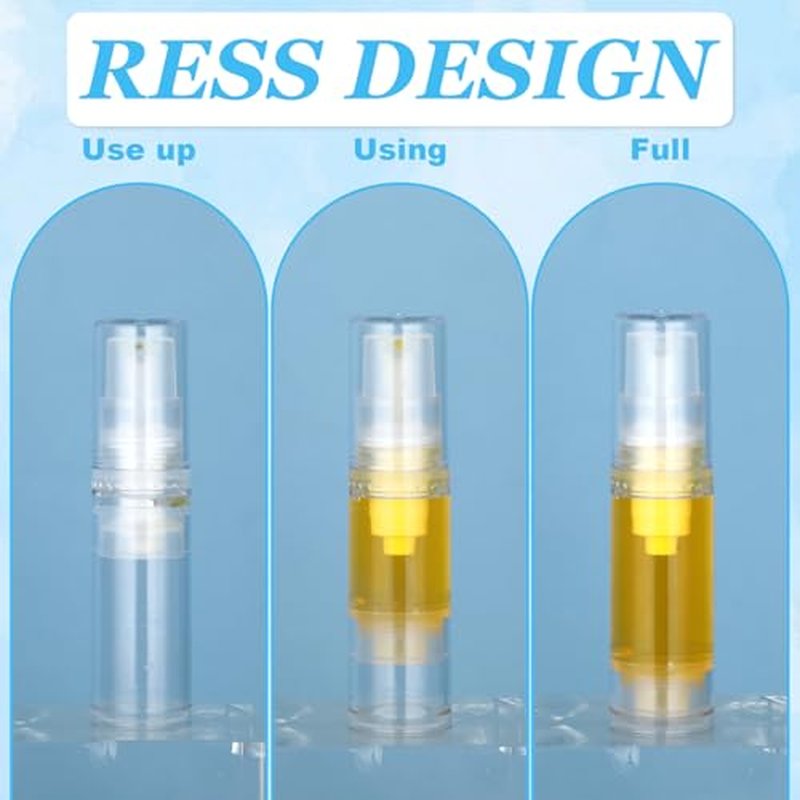 Giantree 6 Pcs 5ml Vacuum Lotion Bottles, Mini Pump Bottle Airless Travel Bottles, Clear Airless Pump Bottles Refillable Lotion Pump Bottles Containers Foundation Toiletries Vacuum Container(5ML)