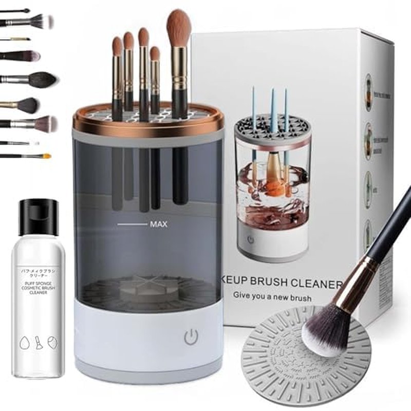 The Cozy Luna Brush Cleaner, Automatic Electric Makeup Brush Cleaner, Beauty Swirl Cosmetic Brush Cleaner, Deep Spinning Cleaning, suitable for All Makeup Brush Size (Charging,Black)