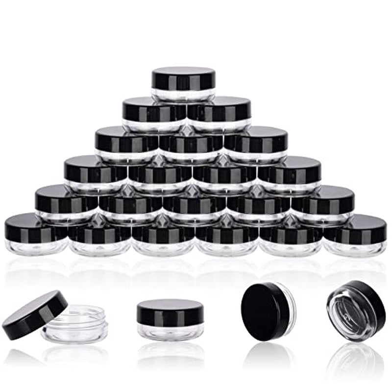 3 Gram Sample Containers with Lids, 25 Count Tiny Sample Jars, Empty Lip Balm Containers, Mini Cosmetic Containers with Lids, Makeup Travel Containers with Labels, Mini Disposable Spatulas