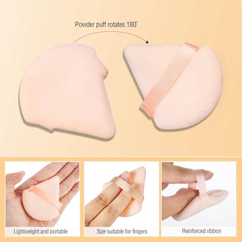 Pimoys 6 Pieces Powder Puff Face Soft Triangle Makeup Puff for Loose Powder Body Powder, Wedge Shape Velour Cosmetic Sponge for Contouring, Under Eyes and Corners, Beauty Makeup Tools