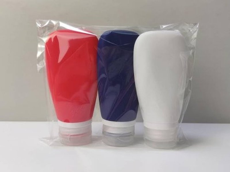 LYOB Travel Bottles for Toiletries, TSA Approved 3oz Leak Proof Silicone Soft Refillable Squeeze Travel Size Containers BPA Free for Cleansers, Shampoo, Conditioner 3pk Patriotic (Red-White-Blue)