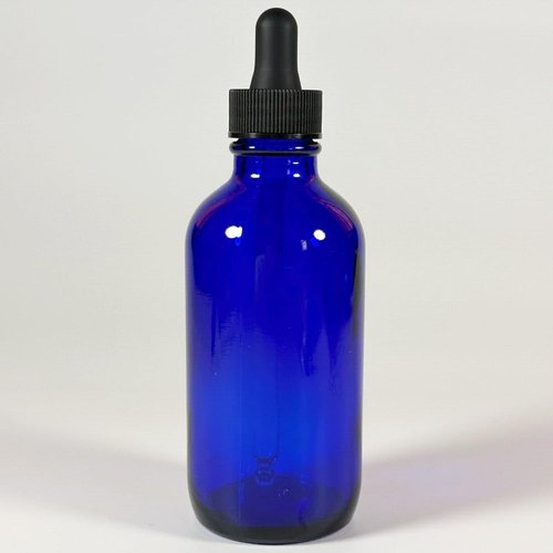 PIPIBA 6Pack 4oz (120ml) Round Drip Tip Glass Eye Droppers. Essential Oil Glass Bottle. For Lab Bottles (Blue)