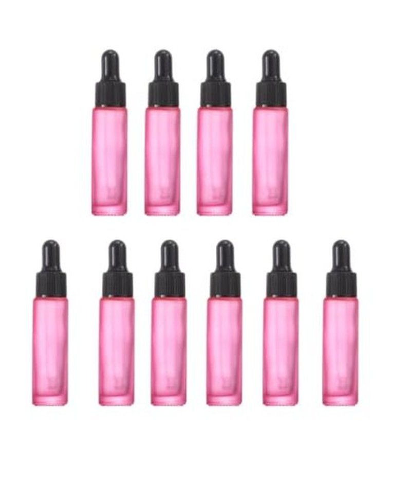 YORROR 10 Pcs 10ml Frosted Black Glass Essential Oil Dropper Bottle,Empty Refillable Dropper Bottle With Glass Eye Dropper for Massage Oils,Aromatherapy,Perfume,Cosmetic Liquid