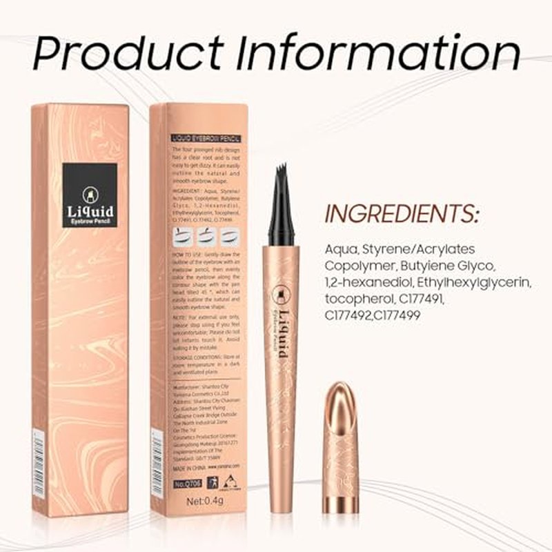Eyebrow Pen - Microblading Eyebrow Pencil, Long Lasting Waterproof Brow Pencil With Micro-Fork Tip Applicator Creates Natural Looking Brows Effortlessly (Black)