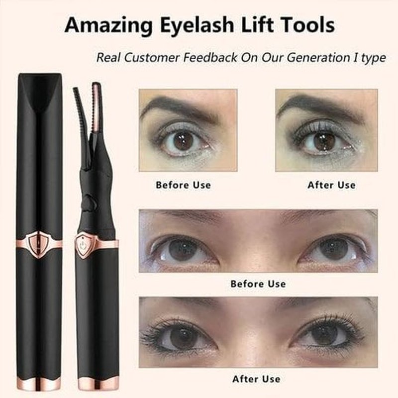 hoehew Heated Eyelash Curler for Women - 2025 Upgrade Electric Eyelash Curler with USB Rechargeable, 3 Heat Modes, Fast Heat up in 8s, 24 Hours Long Lasting (Black)