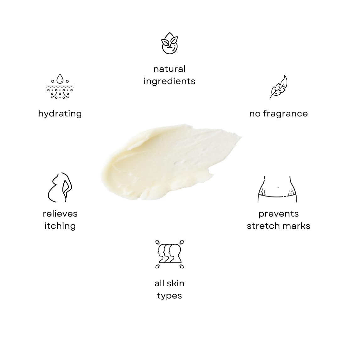 Irene Organics Organic Belly Butter for Pregnancy Stretch Mark Prevention and Treatment Award Winning Anti Stretch Mark Tummy Balm For Pregnancy and Postpartum 8oz - Hydrating Bump Cream