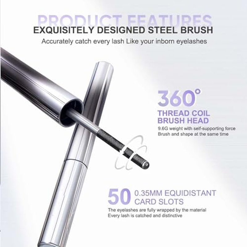 Chromamascara Mascara - Chromamascara, Chromamascara Waterproof, Chromamascara Beautiful, Washable Metal Rod Mascara, 3D Curling Eyelash Iron Extensions Mascara, Waterproof, Long Lasting (Black, 1)