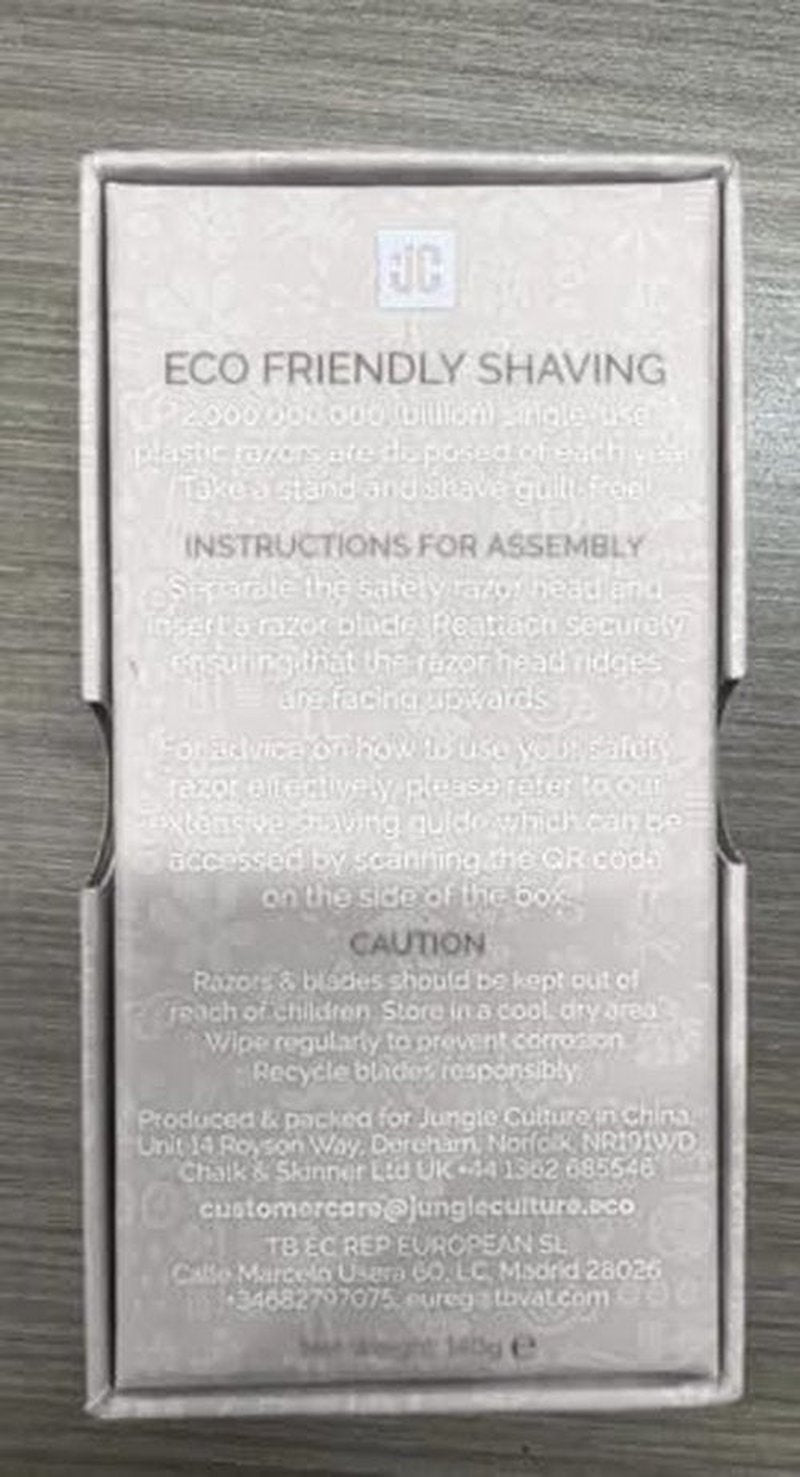 Jungle Culture Safety Razor with 10 Double Edge Blades • One Blade Metal Razors for Women & Men for Body & Face • Eco Friendly & Reusable Shaver • Sapphire Blue
