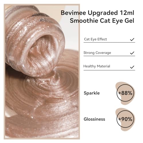Bevimee Cat Eye Gel Polish 12ML Moonlight Velvet Effect Dark Green Glitter Magnetic Gel Nail Polish Crystal Ceramic Emerald Green Color Nail Art Long Lasting Soak Off UV Nail Gel