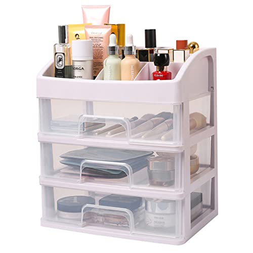 POFUOT skin care organizer,Makeup Desk Organizer With Drawers,Countertop Organizer for Cosmetics,Vanity brush with Holder for Lipstick, Brushes, Eyeshadow, and Desktop Finishing Dresser