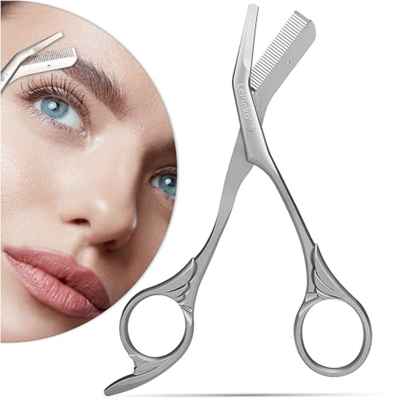 LePinko Eyebrow Trimming Scissors with Combs, Gifts For Men Women Stocking Stuffers, Black