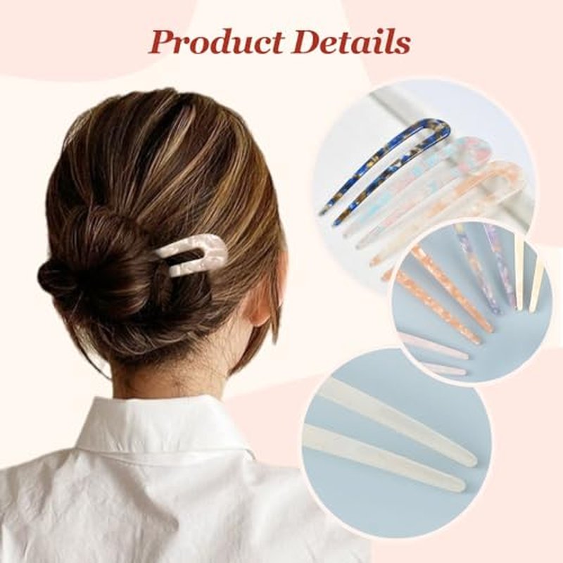 French Hair Pin, 2024 New U-Shaped Hair Pins for French Twist Hair, French Twist Hair Pins/Hair Fork for Thick Hair Buns Chignons, French Pins Hair Clips Hair Style Accessories for Women (A)