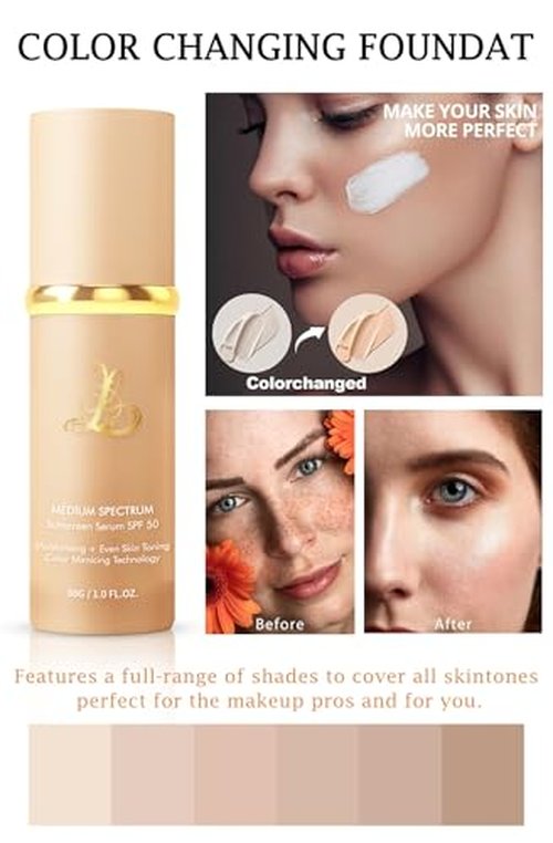 Bionic 4-in-1 Foundation Light/Medium Spectrum, Mimicking Skin Color Foundation, Full Coverage Concealer, SPF 50, (Light, Spectrum)