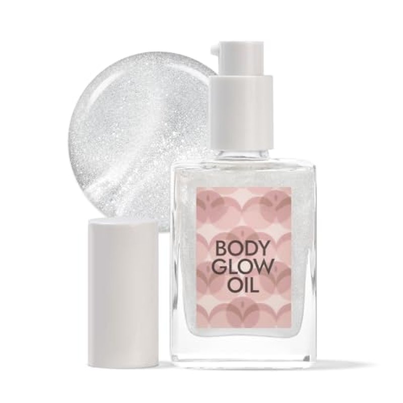 Shimmer Body Oil for Glowing Skin Body Shimmer Oil Hydrating Makeup Highlighter for Body and Face Enhancer Natural Radiance and Dewy Finish Skin Tones (01#, 1.02 fl. oz/ 30ml)