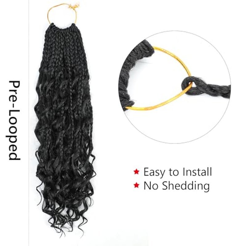 Boho Box Braids Crochet Hair 8 Packs Boho Crochet Braids Pre Looped 1B/Silver Goddess Box Braids Crochet Hair for Black Women 10 Inch Boho Braids Crochet Hair Extension