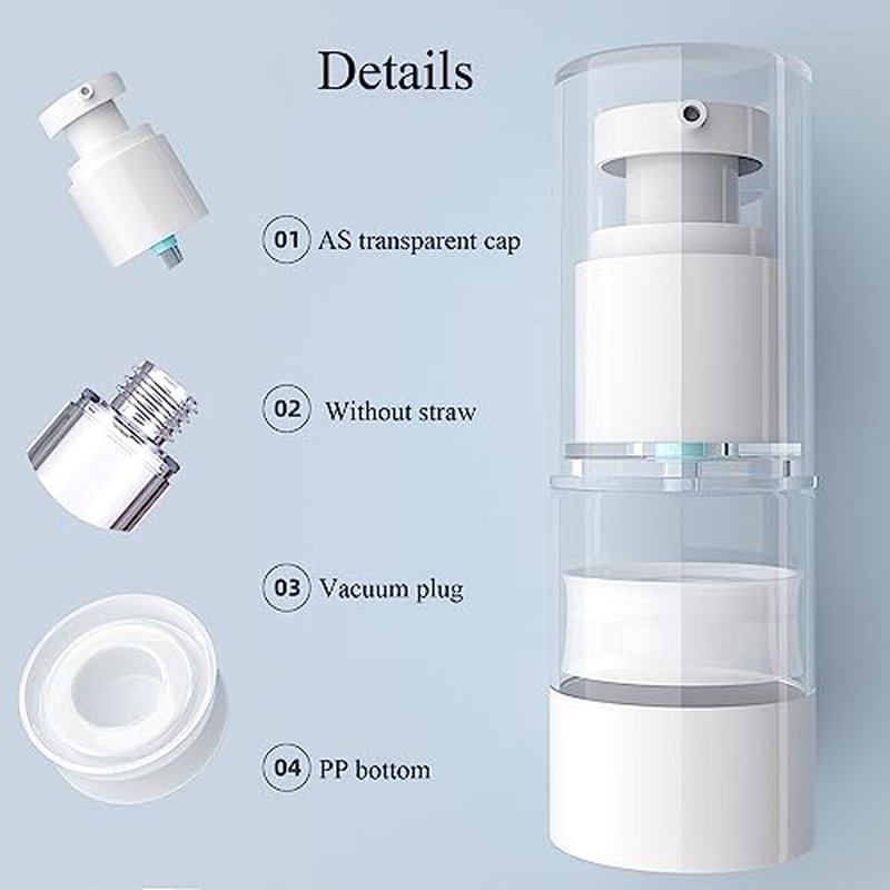 Qeuly 3 Pack Airless Pump Bottles 0.5 oz Travel Size Pump Bottle Lotion Container Refillable Cosmetic Pump Dispensers for Foundation Moisturizer Shampoo Toiletry (SN-15)
