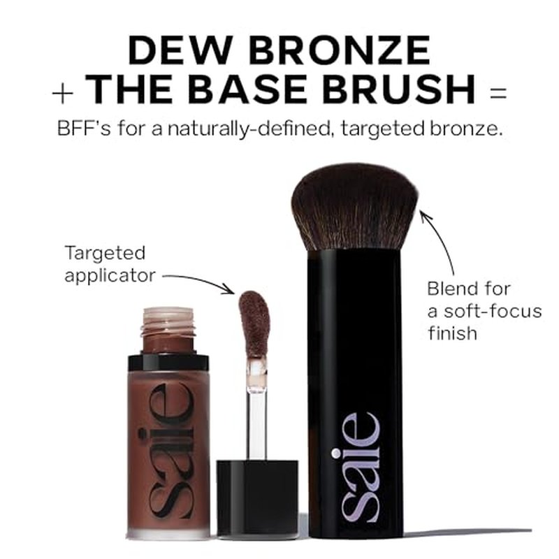 Saie Dew Bronze - Soft-Focus Liquid Bronzer + Liquid Contour - Enriched with Plant-Derived Glycerin to Effortlessly Blend + Deeply Nourish Skin - Travel Size Holiday Gifts - Sand (0.4 oz)