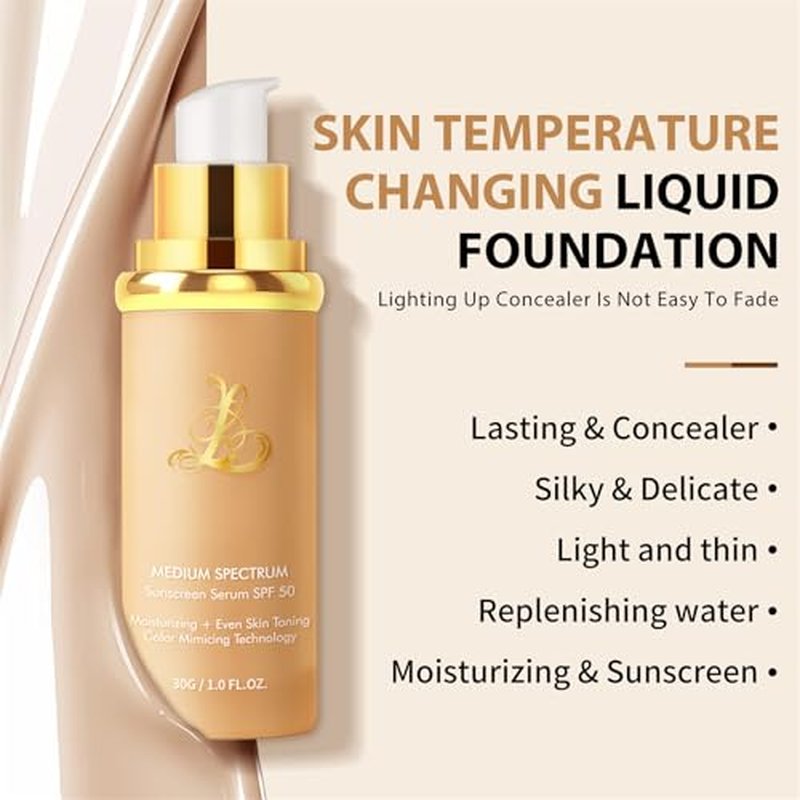 Rise Luxus Ultrablend 4 in 1 Foundation, Rise Luxus Foundation, 4 in 1 Foundation Liquid with Spf 50, Natural Foundation Medium Spectrum, 4 in 1 Concealer, Long-Lasting Moisturizing-1pcs
