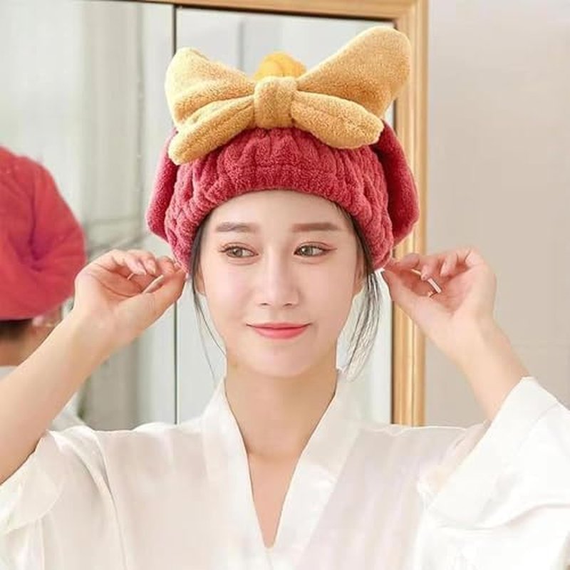 2Pcs Efficient Hair Towel Wrap for Women, New Super Absorbent Hair Towel Wrap for Wet Hair, Microfiber Hair Towel Wrap, Quick-Drying Thickened Hair Turbans for Women Wet Hair (Yellow+Pink)