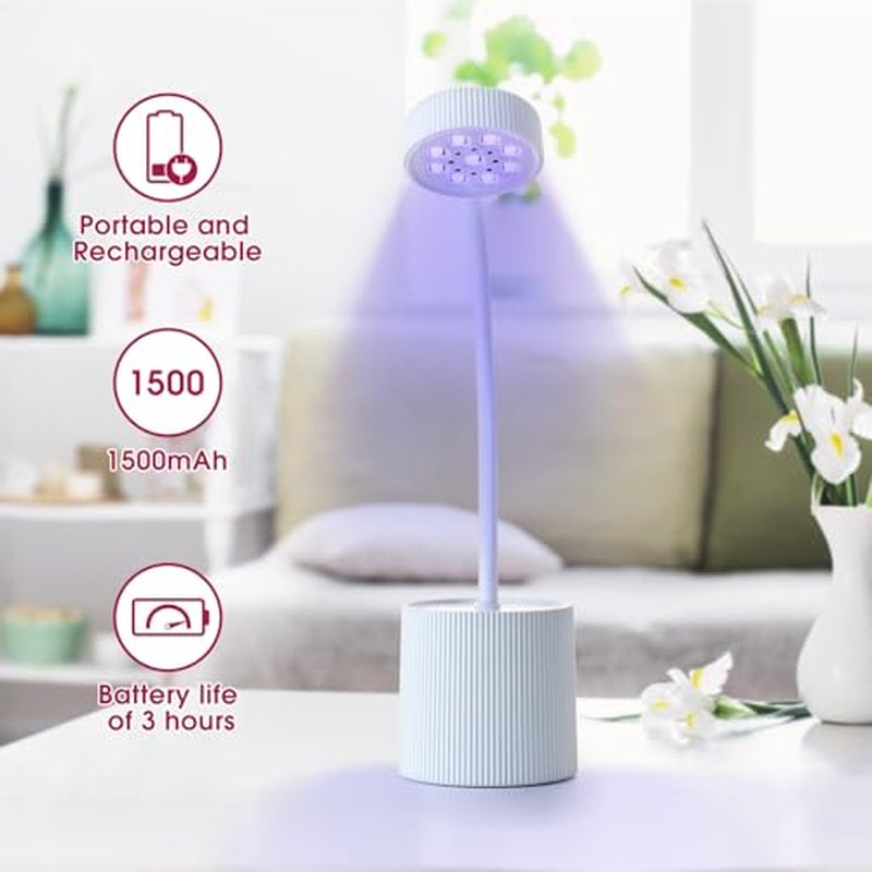 Gel X Lamp 27W Mini Flash Cure Light for Gel X Nails Rechargeable Goose Neck UV Lamp Nail Dryer, Quick Drying Gel X Nail Lamp Flash Cure Lamp for Nail Salon Home DIY Manicure