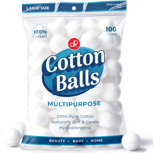 DecorRack 300 ct Small Cotton Balls, 100% Pure Natural Cotton, for Make-Up, Nail Polish Removal, Pet Care, Soft and Absorbent (Pack of 300)
