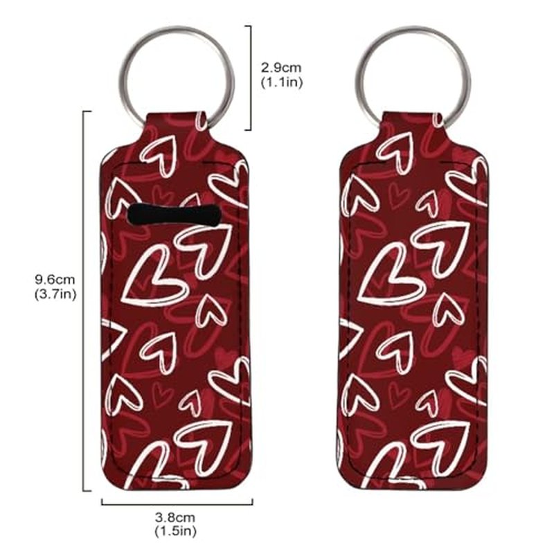 SEANATIVE Lips Heart 5 Pieces Lipstick Keychain Holder Lip Balm Holder Keychain Clip on Sleeve Chapstick Lip Gloss Holder Colorful Lipstick Pocket Keychain Bag Accessories for Women