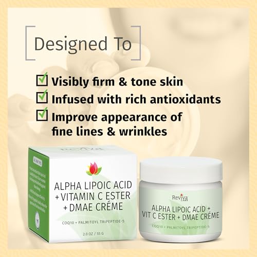 Reviva Labs DMAE Cream with Alpha Lipoic Acid, Vitamin C Ester - DMAE Lift and Firm Cream for Neck and Face - Skin Firming and Moisturizing Cream