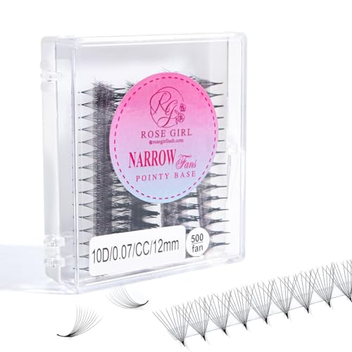 ROSE GIRL 500 Ultra Speed Promade Fans-Natural Look Handmade Volume Eyelash-Narrow Loose Eyelash 3D-16D C CC D Curl-False Lashes Extensions-Thickness 0.03~0.1mm-8~20mm Length(8D-CC-0.07 (15 mm))