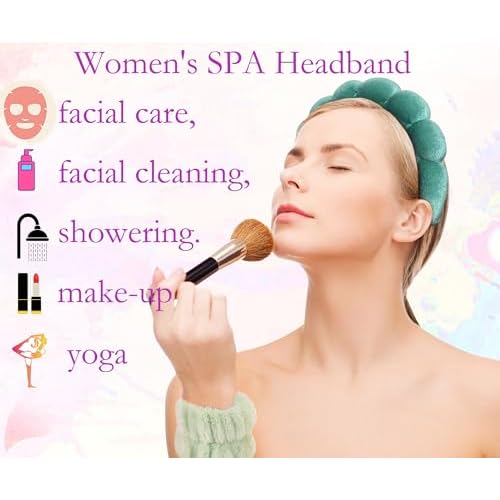 Spa Headbands for Washing Face Velvet Makeup Headband Combo Pack - Puffy Makeup Headbands for Face Washing, Mask, Skin Treatment