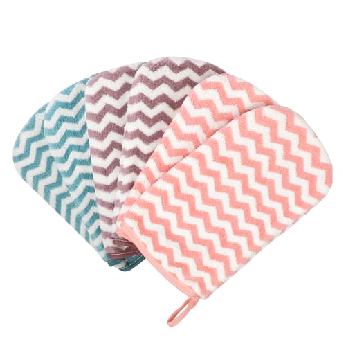 PHOGARY 6 Pack Bath Mitts Washcloths, Small Hand Towels with Hanging Loop, 5"x8" Super Absorbent Soft Coral Fleece Face Towels Kid Teen Adult Body Facial Cloths Machine Washable Cloth for Showering