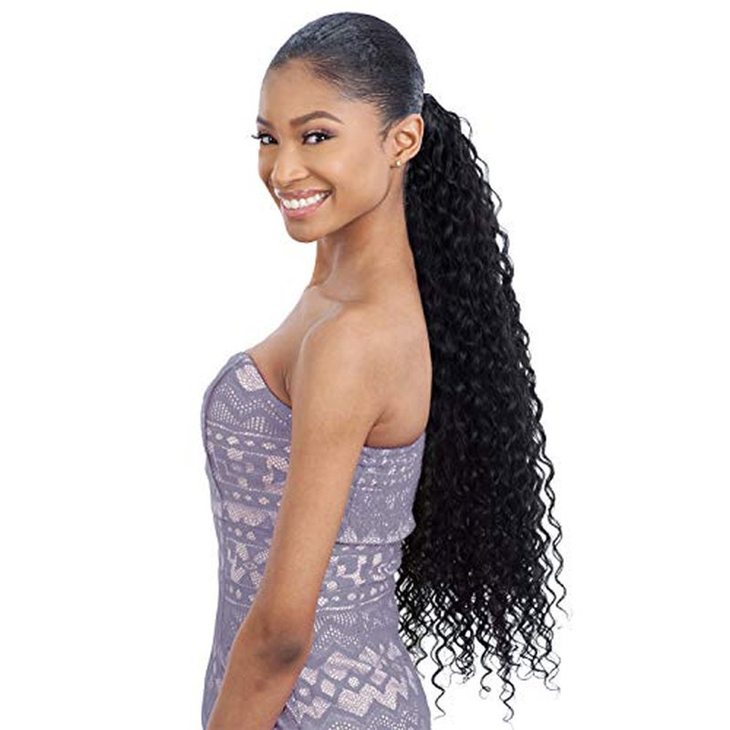 Organique Mastermix Synthetic Pony Pro Wrap Around Ponytail - SUPER CURL 32" (1 Jet Black)