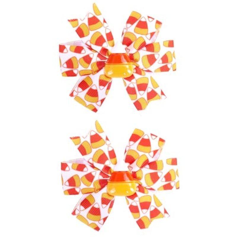 Happy Thanksgiving Hair Bows - Fall Candy Corn Hair Clips for Girls Kids Toddlers Teens Handmade Grosgrain Hair Bow Clips Hair Barrettes Hair Accessories for Autumn Fall Thanksgiving Decor