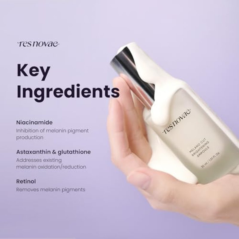 res novae Melano Cut Brightening Ampoule 0.5 fl.oz 15ml, Vitamin Facial Serum, Melanin Correcting by Niacinamide, Glutathione, Bisabolol, Radiance Face with Retinol