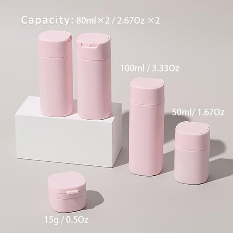 FANPOI 5pcs Travel Bottles Toiletry Containers Set, TSA Approved, Portable Travel Bottles with Waterproof Toiletry Bag, Travel Essentials