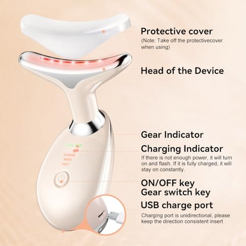 Neck Face Massager, 3 Modes Facial Massager, Face Sculpting Tool with Thermal (Nude Pink)