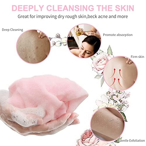 Yiclick Exfoliating Washcloth Towel [3 Pack], Japanese Exfoliating Bath Wash Cloth for Body Exfoliation, Korean Back Scrubber Washer for Shower, African Net Sponge Brush Loofah Exfoliator (Blue)