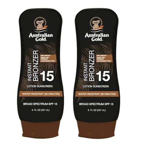 Australian Gold SPF 15 Lotion Bronzer, Twin Pack, 8 FL Oz (Pack of 2)