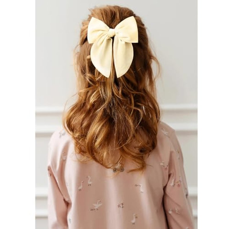 DEEKA 4 PCS Beige Velvet Hair Bows 3 Styles 5" & 4" Handmade Hair Bow set for Toddler Girls Alligator Hair Clips Knot Bows Hair Accessories for Little School Girls (Beige)