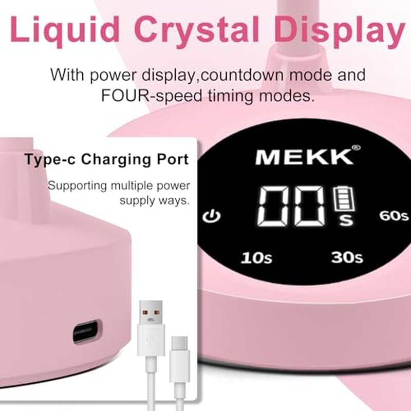 MEKK Gooseneck UV Nail Lamp 30W UV Light for Nails with Sensor Mini UV Light for Gel Nails Polish Cordless UV Nail Lamp Flash Cure Gel Nail Lamp with Three Timers UV Nail Light for Gel X Lamp